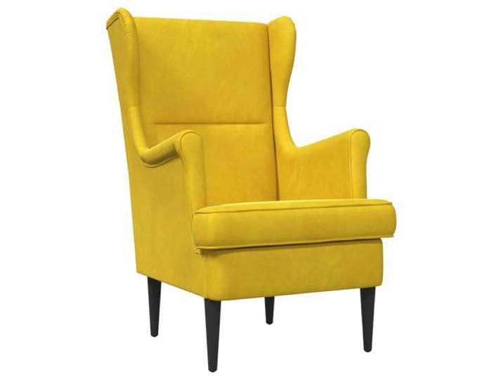 Sessel gelb Velours mit Kissen, Moderner Sessel mit Holzbeinen Velours Polsterung, Metallrahmen, Kautschukholz, austauschbares Kissen, für Wohnzimmer und Schlafzimmer