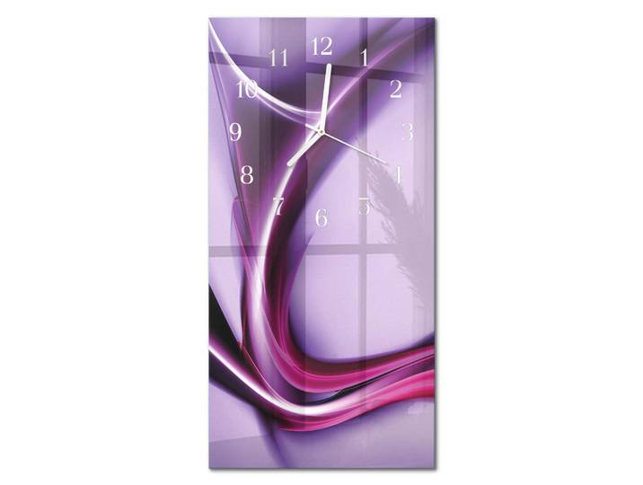 Tulup Wanduhr 30x60 cm - Horizont, Lila, Glas, Rechteckig, 30x60x0.4 cm, Dekoration, Uhren, Wanduhren