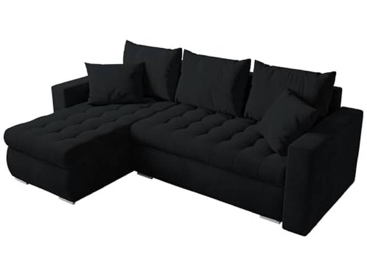 BROMARKT Sofa mit Schlaffunktion und Bettkasten Graphite Schlafsofa L Form Wohnlandschaft Eckcouch Sofa Freistehend Polstercouch Ecksofa Schlafcouch Stauraum 238 cm Breite 4 Sitzer Stoff Monolith