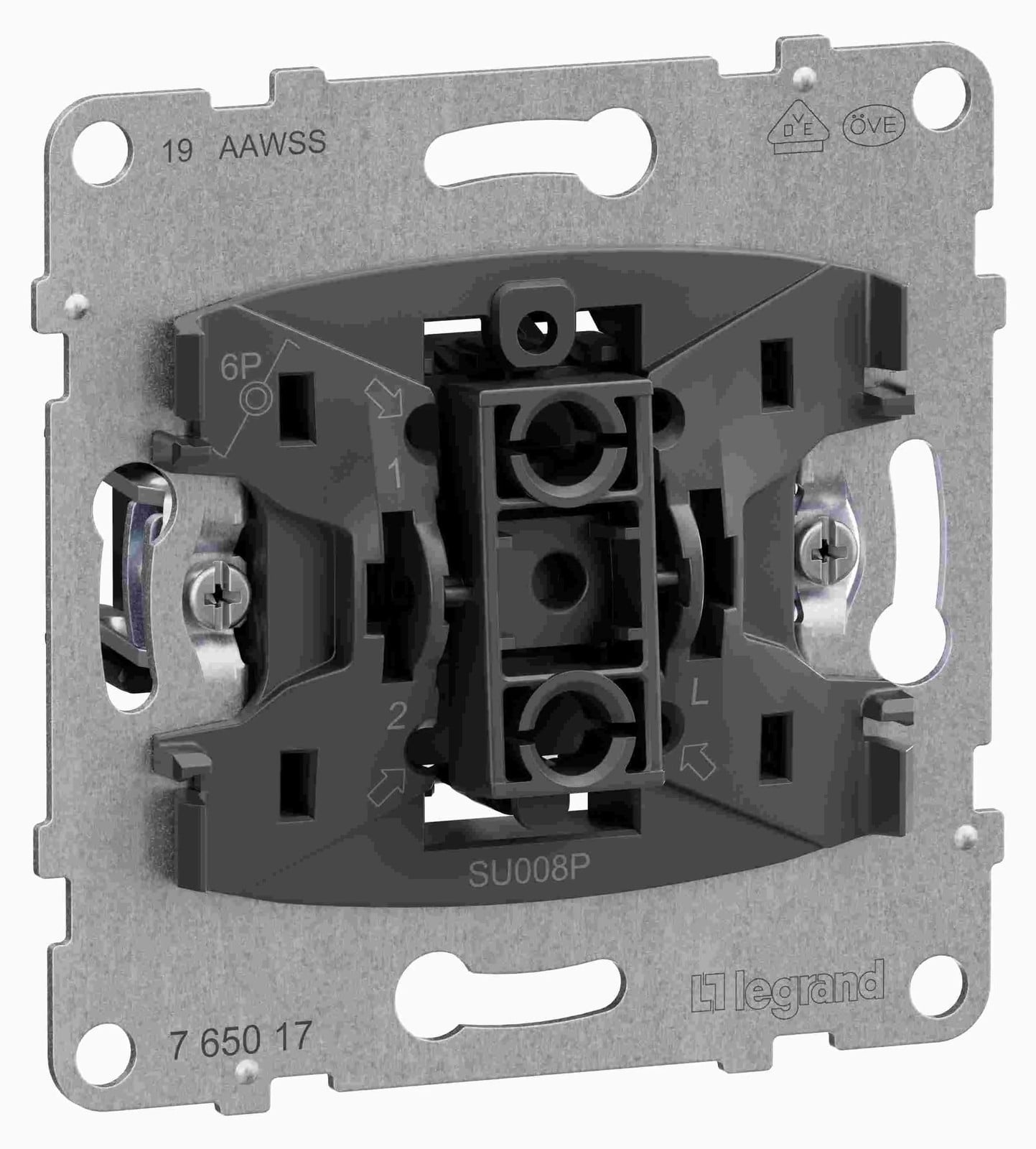 Legrand SEANO drukknop met wisselcontact, N-aansluiting en steekverbindingen, 10A