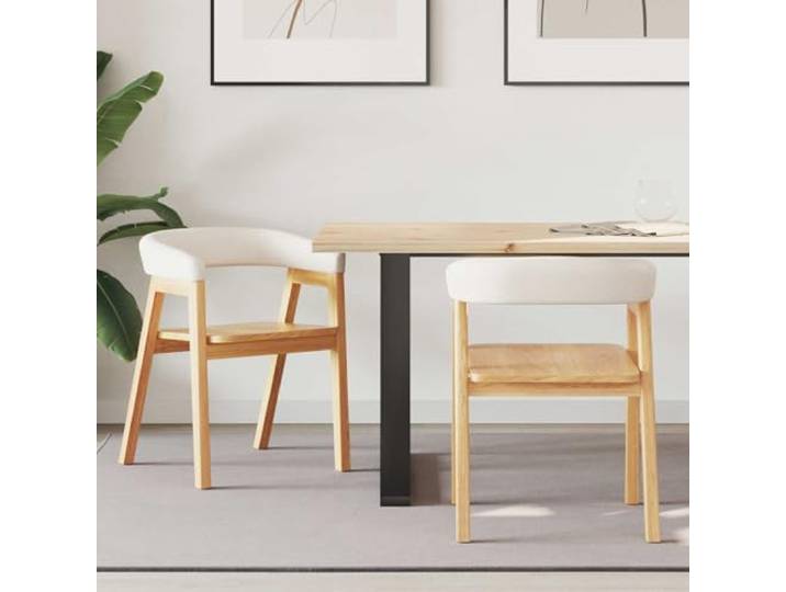 UYPTERF Esszimmerstühle 2 Stück Gummiholz Natur 54 x 57 x 73 cm Minimalistisches Design, Panelarmlehnen, Quadratbeine, robuste Bauweise, pflegeleicht