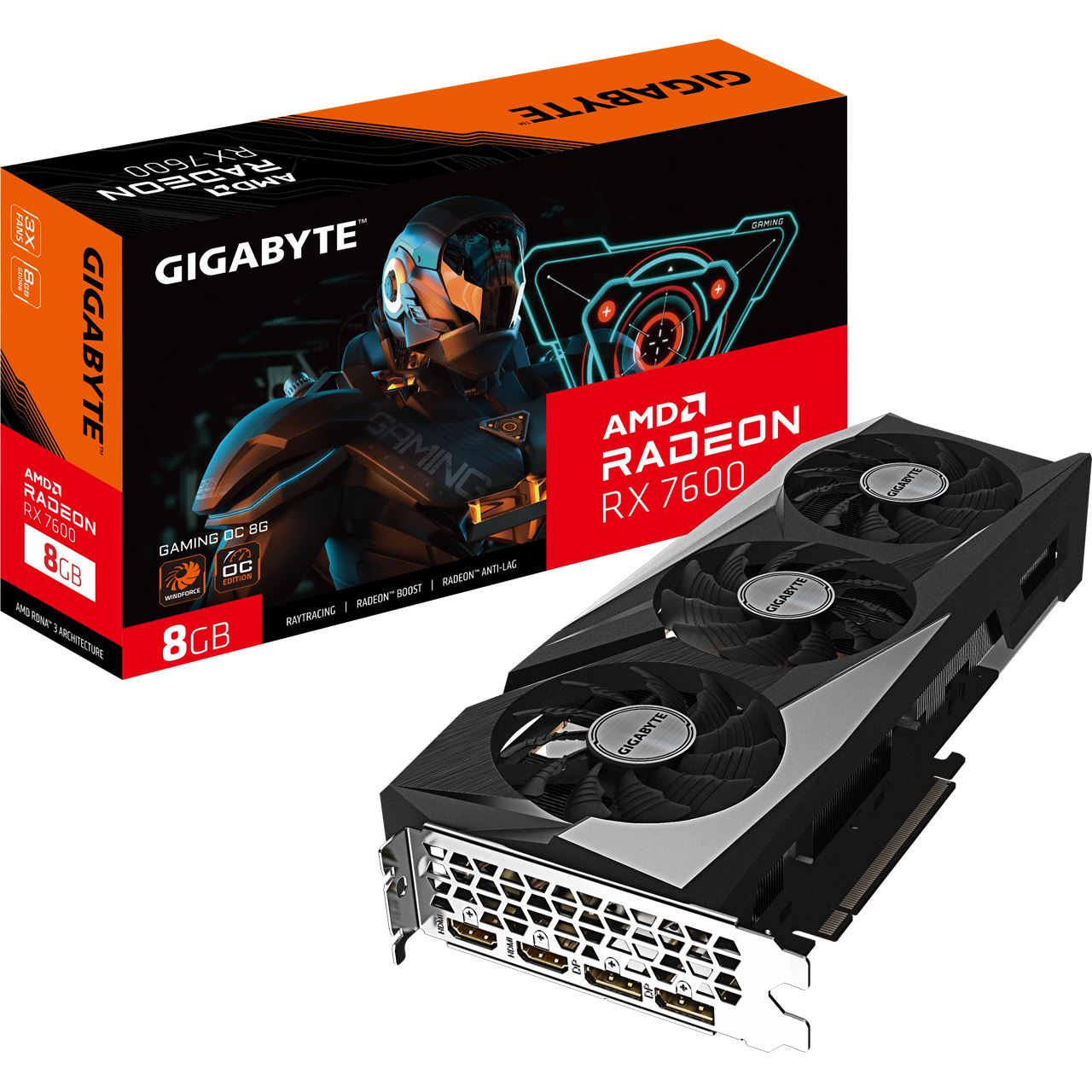 8GB Gigabyte Radeon RX 7600 Gaming OC Aktiv PCIe 4.0 x16 (x8) (Retail)