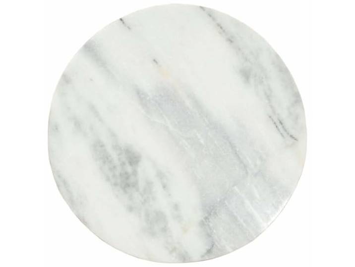 KKgypkn Couchtisch Echter Marmor Weiß Schwarz Ø65 cm Massive Marmorplatte, pulverbeschichtete Stahlbeine, montiert geliefert, pflegeleicht