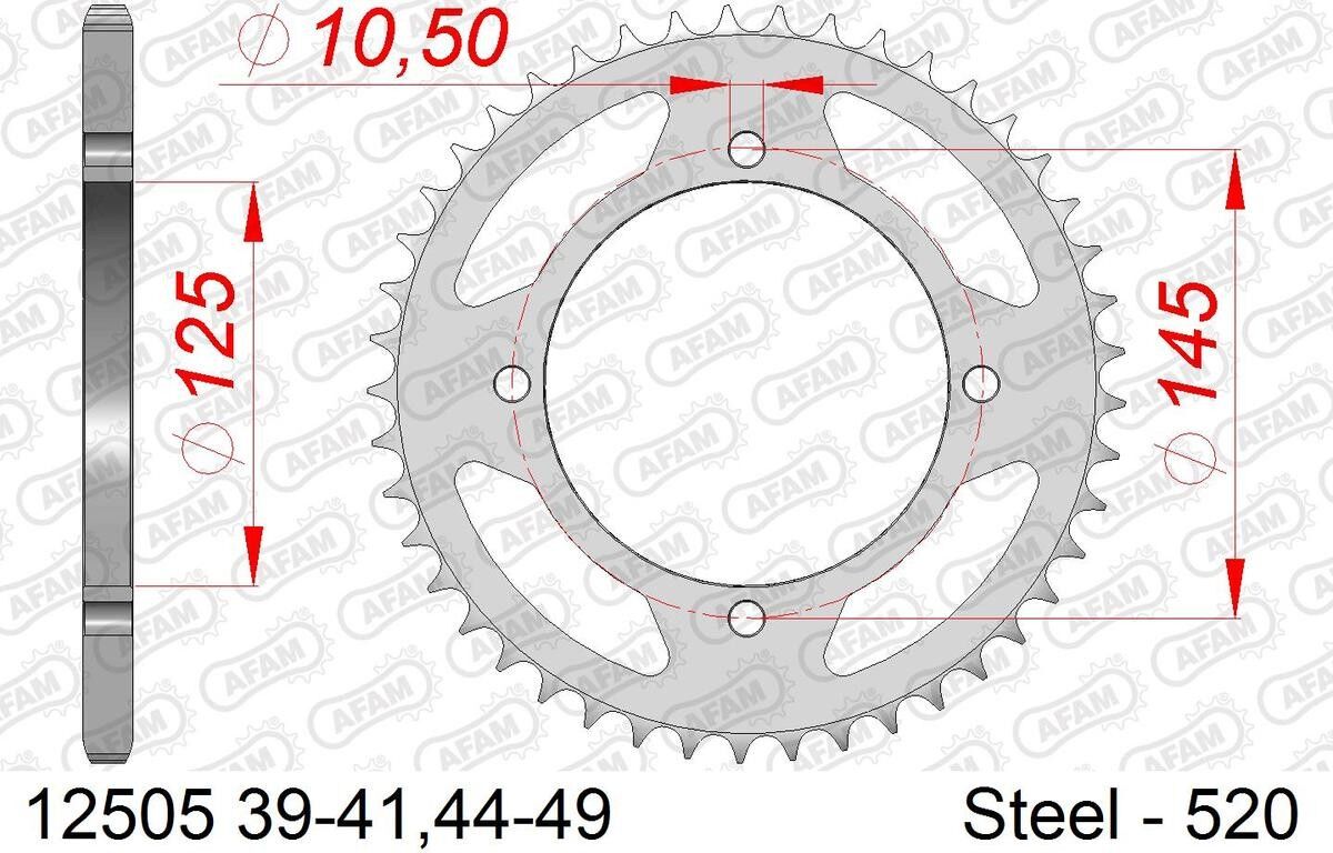 AFAM 12505-45 Pignon couleur argent