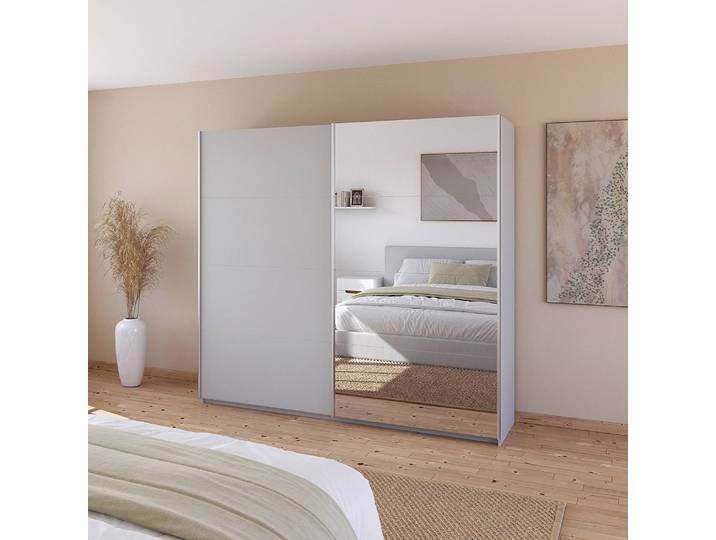 Armoire - Miroir 226cm Gris/Gris soie