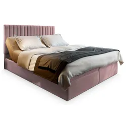 BOXBETT MURLO 140x200 cm mit Matratze und Topper - Rosa