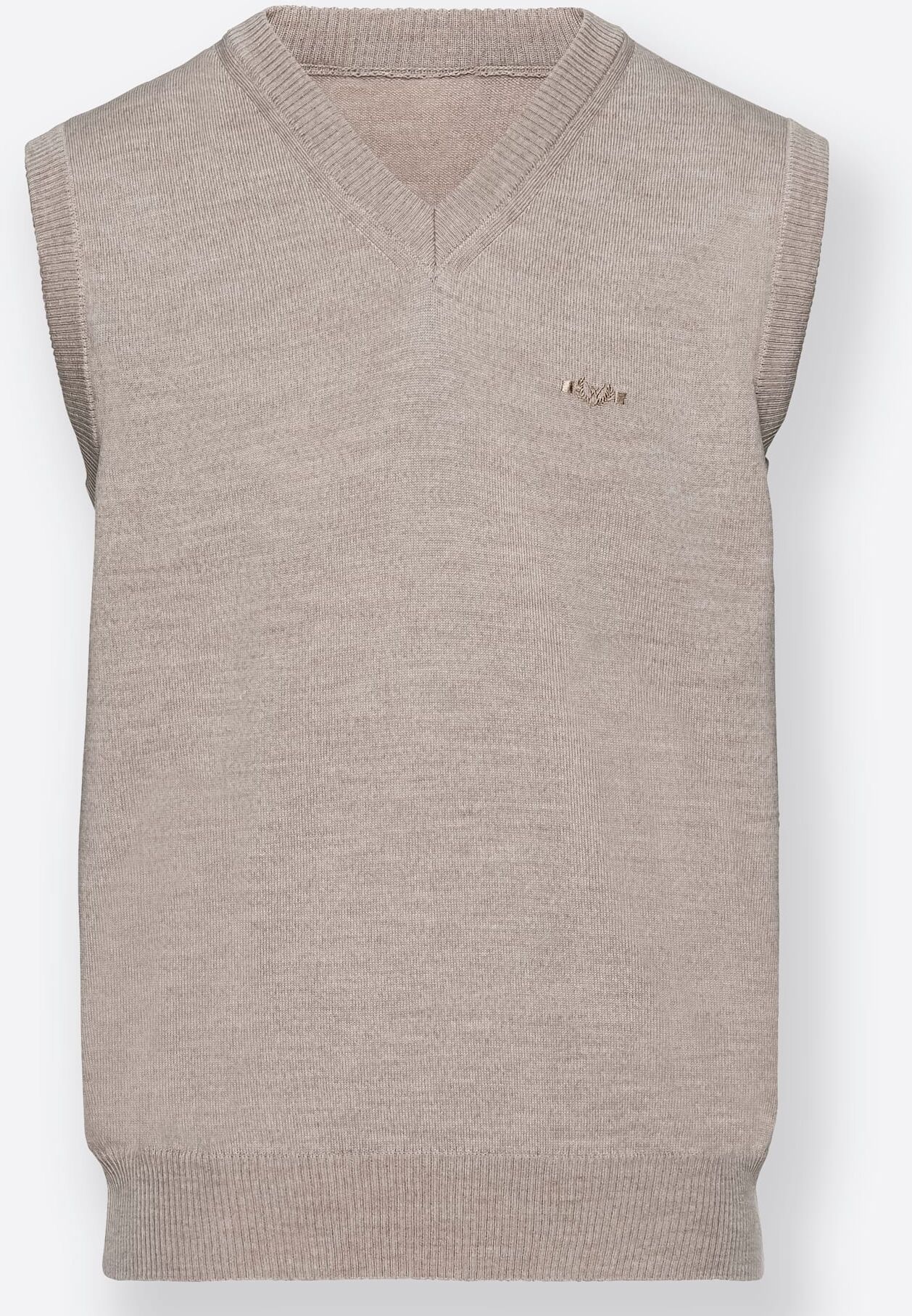 V-Ausschnitt-Pullover MARCO DONATI "Pullunder", Herren, Gr. 56, beige (natur, meliert), 100% Schurwolle, meliert, unifarben, Pullover V-Ausschnitt-Pullover natur, meliert 56