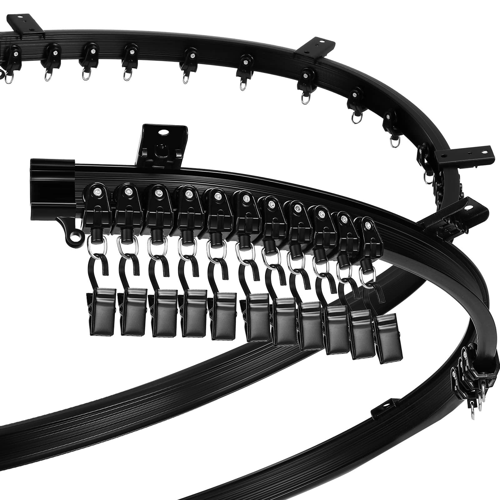 Dripio Flexibele gebogen gordijnrail, 8 meter, zwart, voor plafondmontage