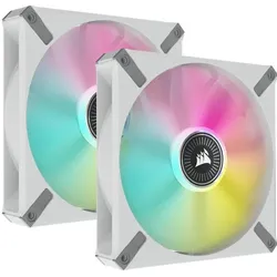 Corsair ML140 RGB ELITE BLANC 140mm Magnetic Levitation DUAL PACK abîmé (140 mm, 2x), PC Lüfter, Weiss, Mehrfarbig