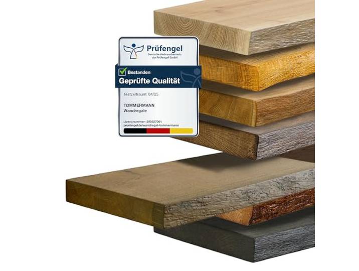 tømmermann Wandregal Schweberegal massiv Eiche - Bücherregal Holz Regal mit Baumkante Hängeregal Regalbrett aus massivholz Wandboard deko Regal Wand Shelf 100 cm breit Farbe Wild Asche