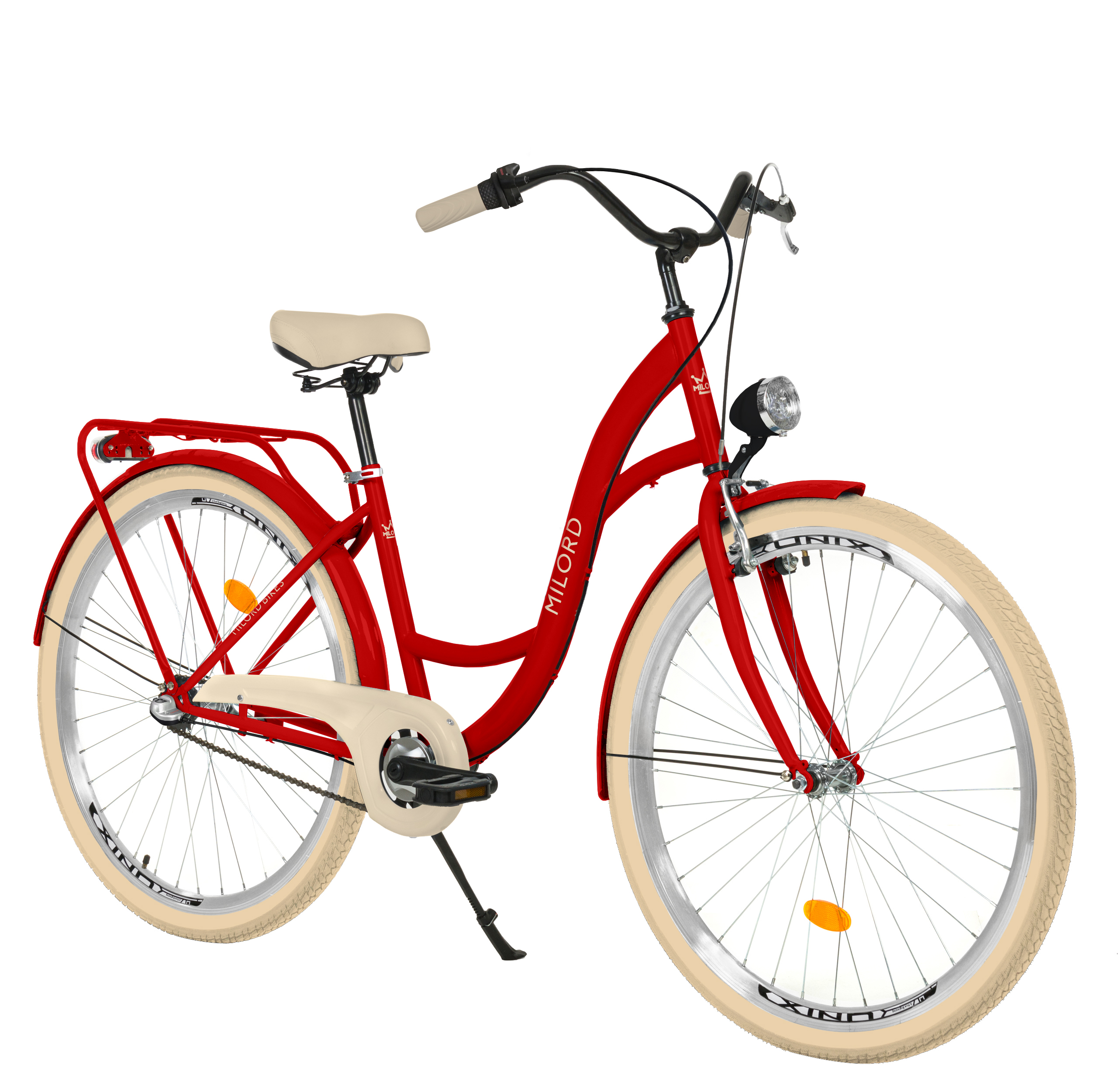 Milord Komfort Stadtfahrrad Fahrrad City Damenfahrrad, 28 Zoll, Rot, 3-Gang Shimano