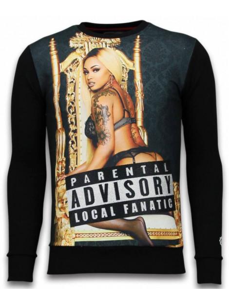 Local Fanatic Parental advisory digital rhinestone sweater
