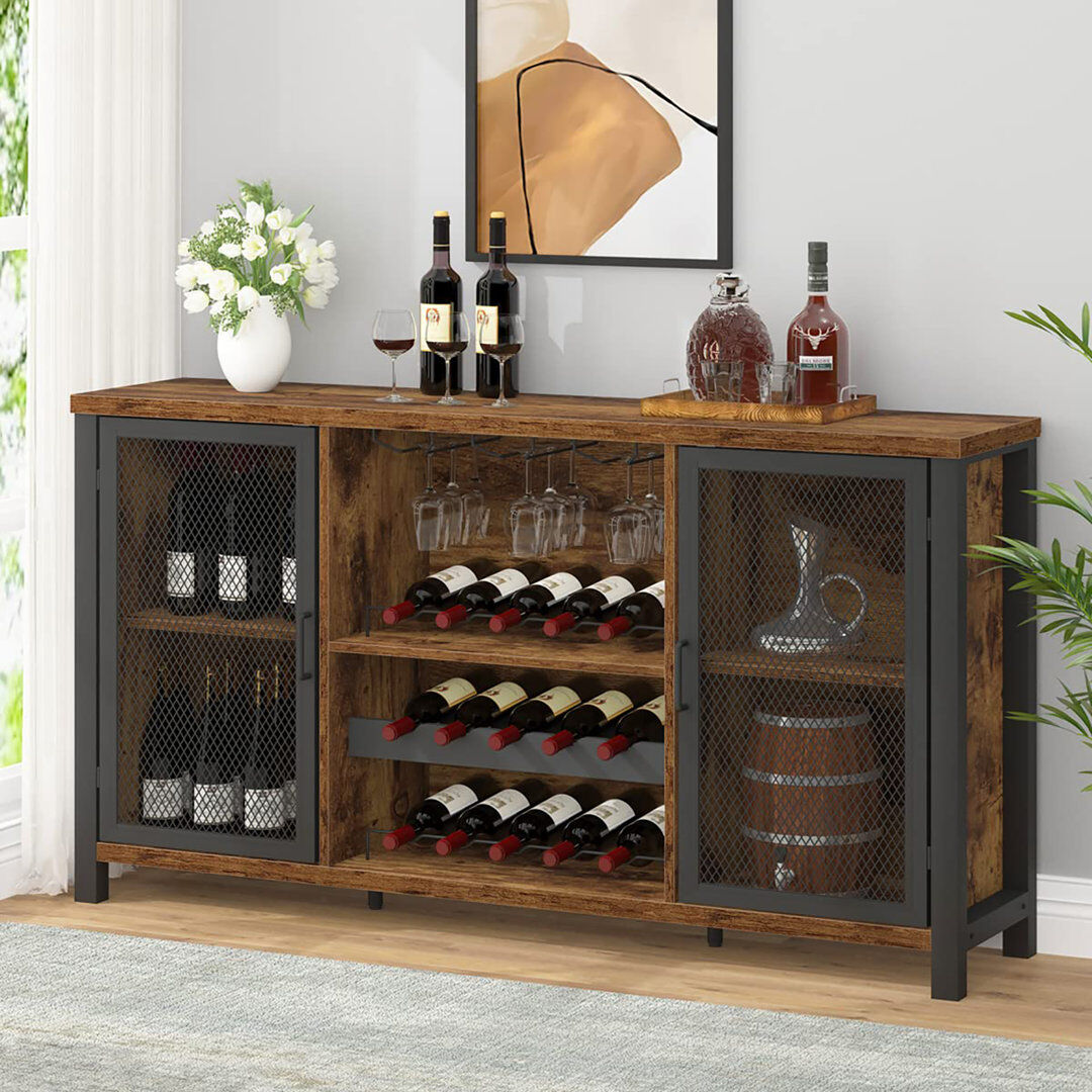 Rio 35 cm Iron Bar Cabinet Bar Cabinet Rustic Brown 82cm H X 140cm D X 35cm L