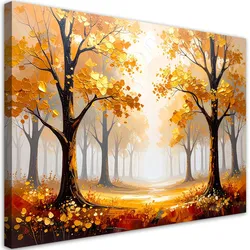 LEINWANDBILD Goldene Bäume im Park Landschaft 90x60cm