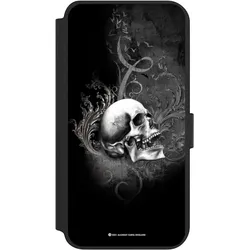 Nivocase Klapphülle für Samsung Galaxy S23+ Handyhülle aus Kunst Leder NIVOflip schwarz Gothic Schädel (Samsung Galaxy S23+), Smartphone Hülle, Schwarz