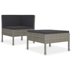vidaXL 2-tlg. Garten-Lounge-Set mit Auflagen Poly Rattan Grau