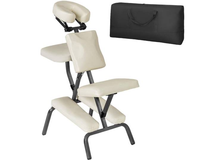 tectake Massagestuhl, 80 x 50 x 105 cm, beige, Beige, Metall, 50x105x80 cm, Freizeit & Co, Wellness & Gesundheit, Gesundheit
