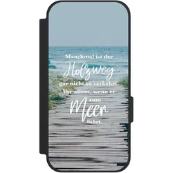 Nivocase Klapphülle für Google Pixel 10a Handyhülle aus Kunst Leder NIVOflip schwarz Statement Strand (Google Pixel 10a), Smartphone Hülle, Schwarz