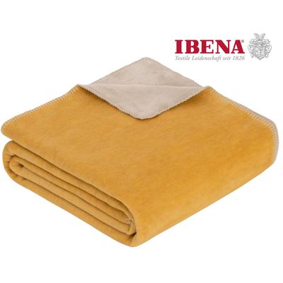 Wohndecke IBENA "Wohndecke Doubleface Dublin", gelb (gelb, natur), B:150cm L:200cm, Baumwolle, Polyacryl, Polyester, Wohndecken, Wohndecke, in trendigen Farben
