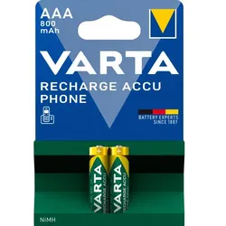 Akku Batterien VARTA Recharge Accu Phone AAA R3 800 mAh 2 Stück/Blister, optimierte Kapazität, 1,2 V
