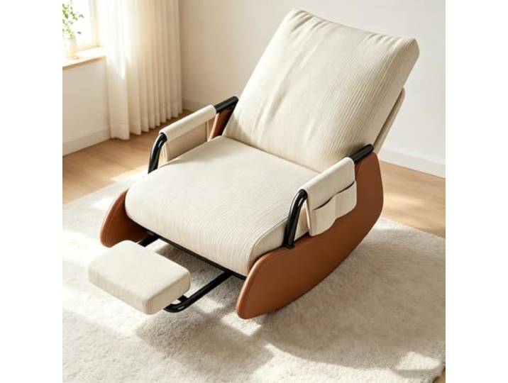 Polstersessel Schaukelnd für Lesen und Entspannung Schaukelnder Komfortsessel mit tiefer Sitzfläche 60x60cm und Rückenunterstützung für Lesestunden.