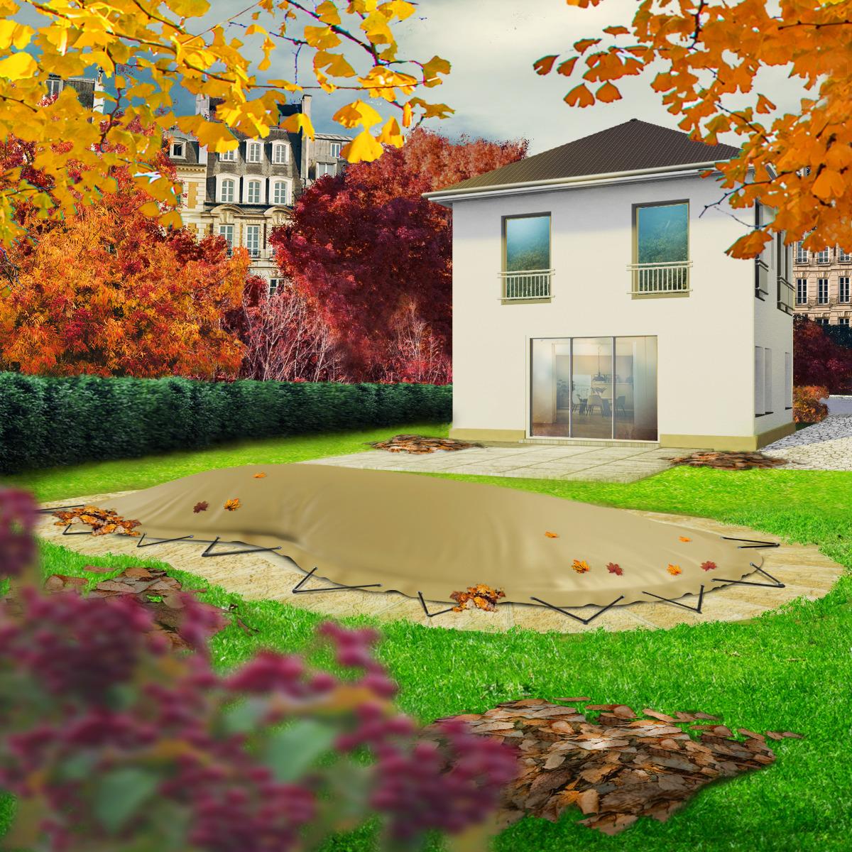 Aufblasbare Pool Abdeckplane für Pool achtform 3,20x5,25m sand Air Cover Luftkissen