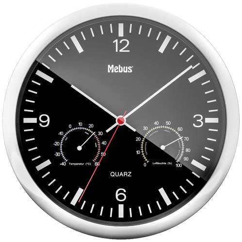 Mebus 56731 Quarz Wanduhr 25cm x 40mm Silber