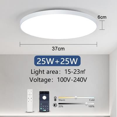 Evergreen Home Goods Modern Smart LED Ceiling Lamp Dimmable, APP And Remote Control For Bedroom, Living Room 50w White Border changeable