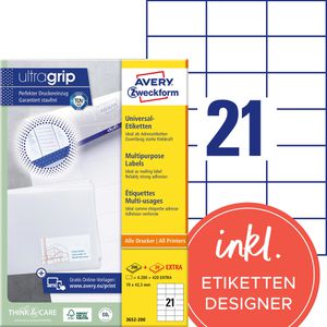 Zweckform 3652-200 Avery Etiketten 70x42.3mm weiß