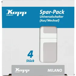 Kopp 616613054 MILANO - Profi-Pack: 4x Universalschalter (Aus-/Wechsel), Farbe: weiß
