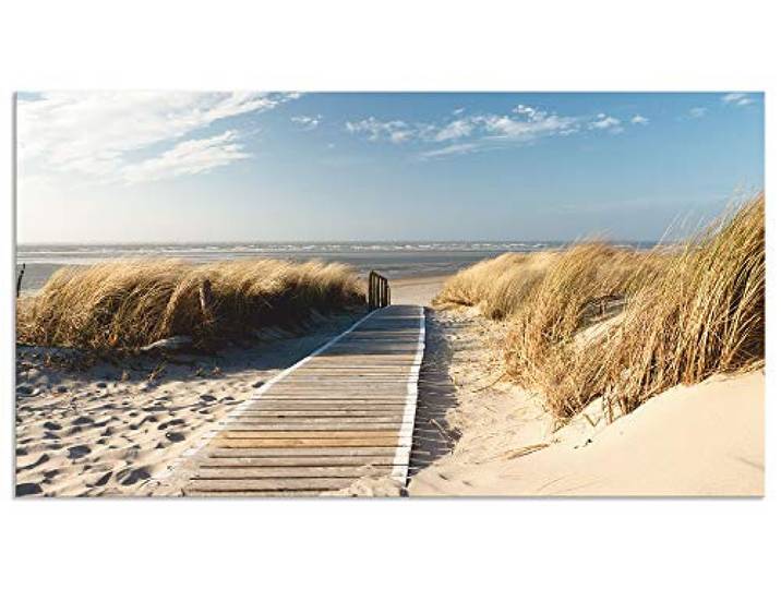 ARTland Spritzschutz Küchenrückwand aus Alu für Küche Herd Spüle 65x120 cm (BxH) mit Motiv Natur Strand Meer Nordsee Dünen Gräser Steg Maritim T5RM