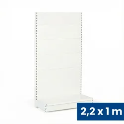 Verkaufsregal einseitig, volle Wände, 2200 x 1000 x 450 mm, Grundregal, weiß
