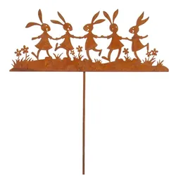 Rost-Hasenfamilie aus Metall, 20 cm