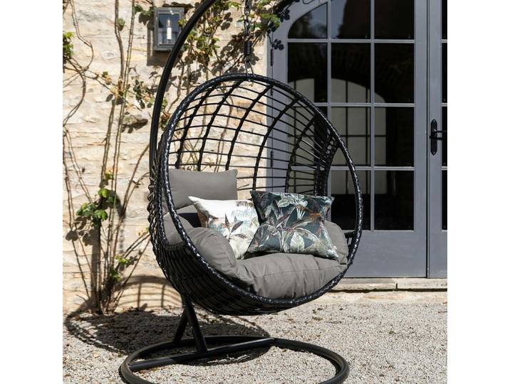 Fauteuil oeuf suspendu en résine SOUTH BEACH - Noir