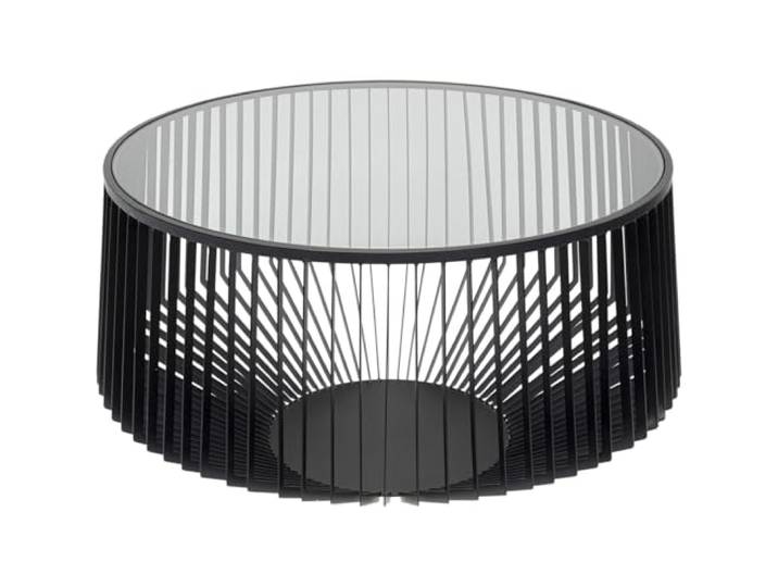 Kare Design Couchtisch Corinne, Schwarz, 80cm Durchmesser, Sicherheitsglas, Pflegeleicht, Designer Gestell, Runder, Wohnzimmertisch, Edelstahl, Glas Tischplatte, 42x80x80 cm (H/B/T)