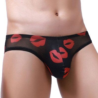 MenSexyWear Slip sexy Kiss Lips Noir
