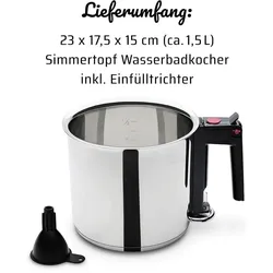 GSW Simmertopf "Bain Marie", 16 cm, 1,5 Liter, Wasserkocher, Silber