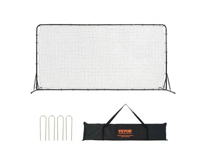 VEVOR Filet de Rebond Football 366 x 183 cm Rebondisseur pour Entraînement Football Tube en Fer Équipements de Sport avec Sac Portable pour Entraînement en Solo\, en Équipe\, Les Passes\, Le Volley