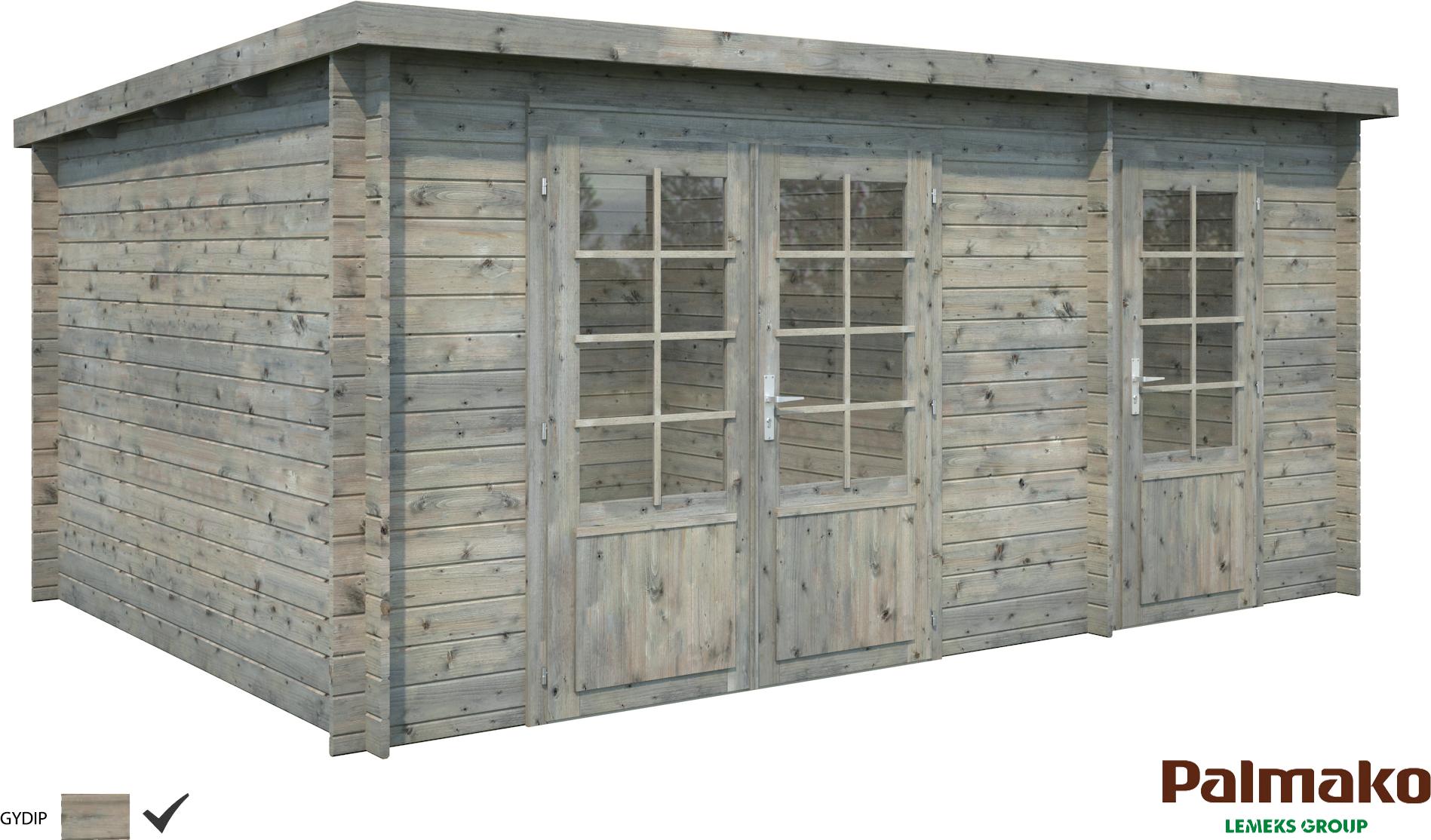 Palmako Gartenhaus Ella 13,1 m² Zweiraumhaus - 28 mm Grau tauchimprägniert