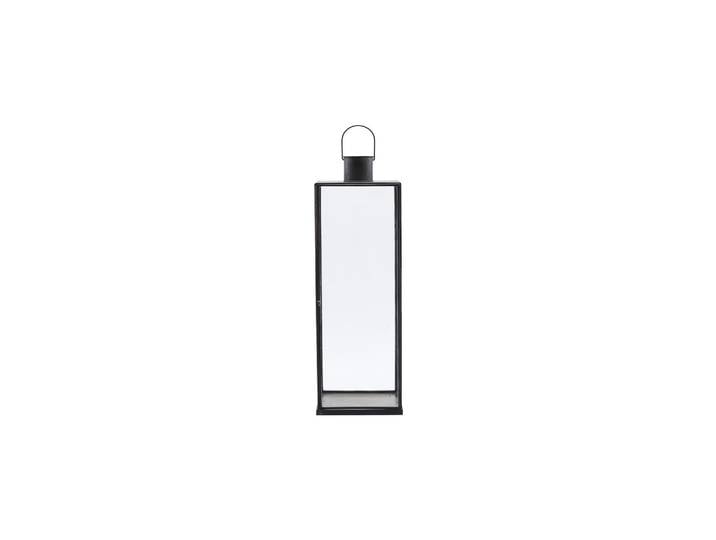 Lanterne en métal et verre noir, carrée, pour bougies piliers - H