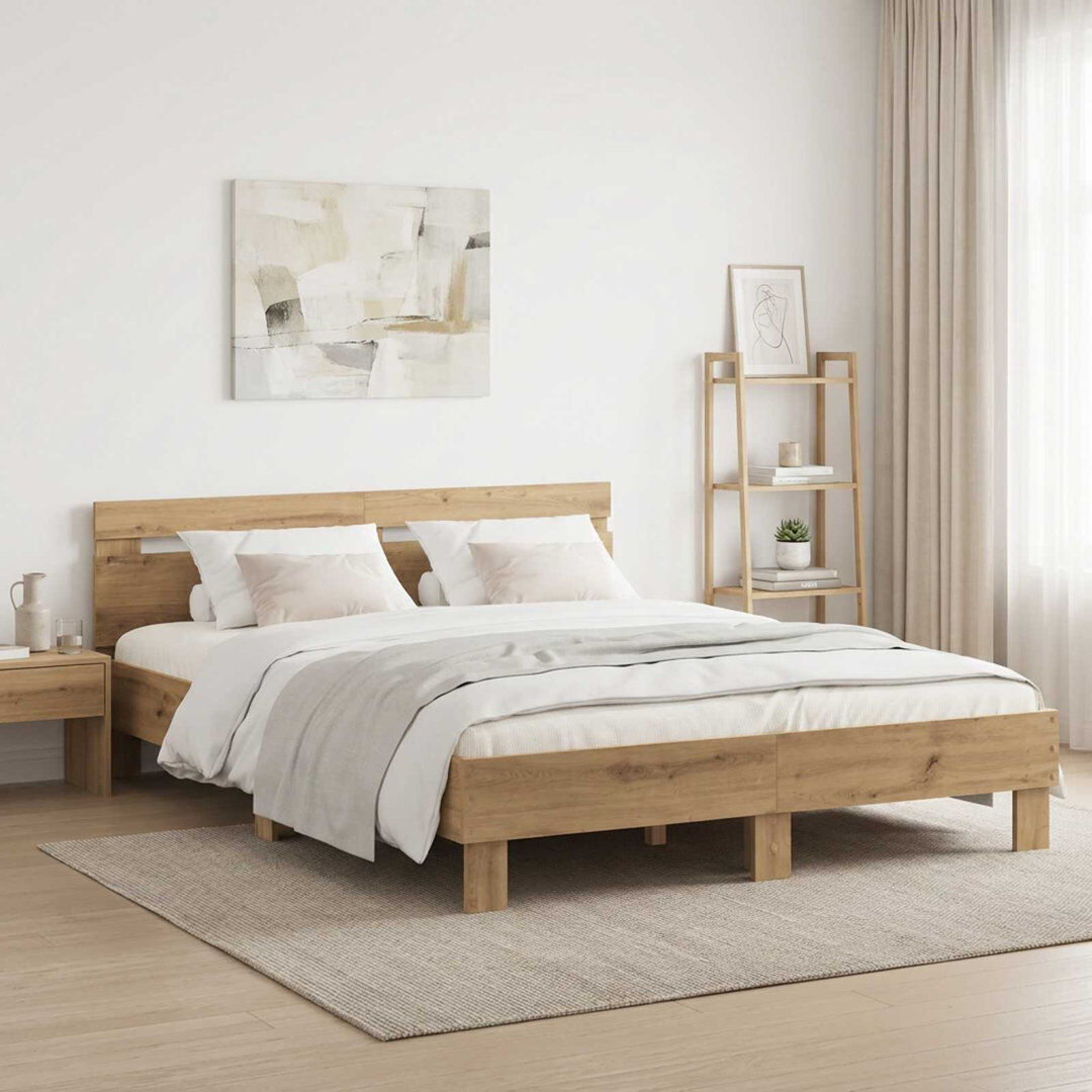 Brayden Studio Bed Frame Black Oak 140 x 190 cm