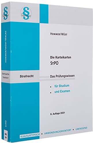 Karl-Edmund Hemmer - Strafprozessordung (StPO): Karteikarten (Karteikarten - Strafrecht) - Preis vom 09.10.2026 07:28:09 h