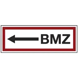 LimarLite Feuerwehrzeichen Textschild »BMZ Pfeil links« 29,7 x 10,5 cm Folie (0,4 mm), 29.7x10.5 cm