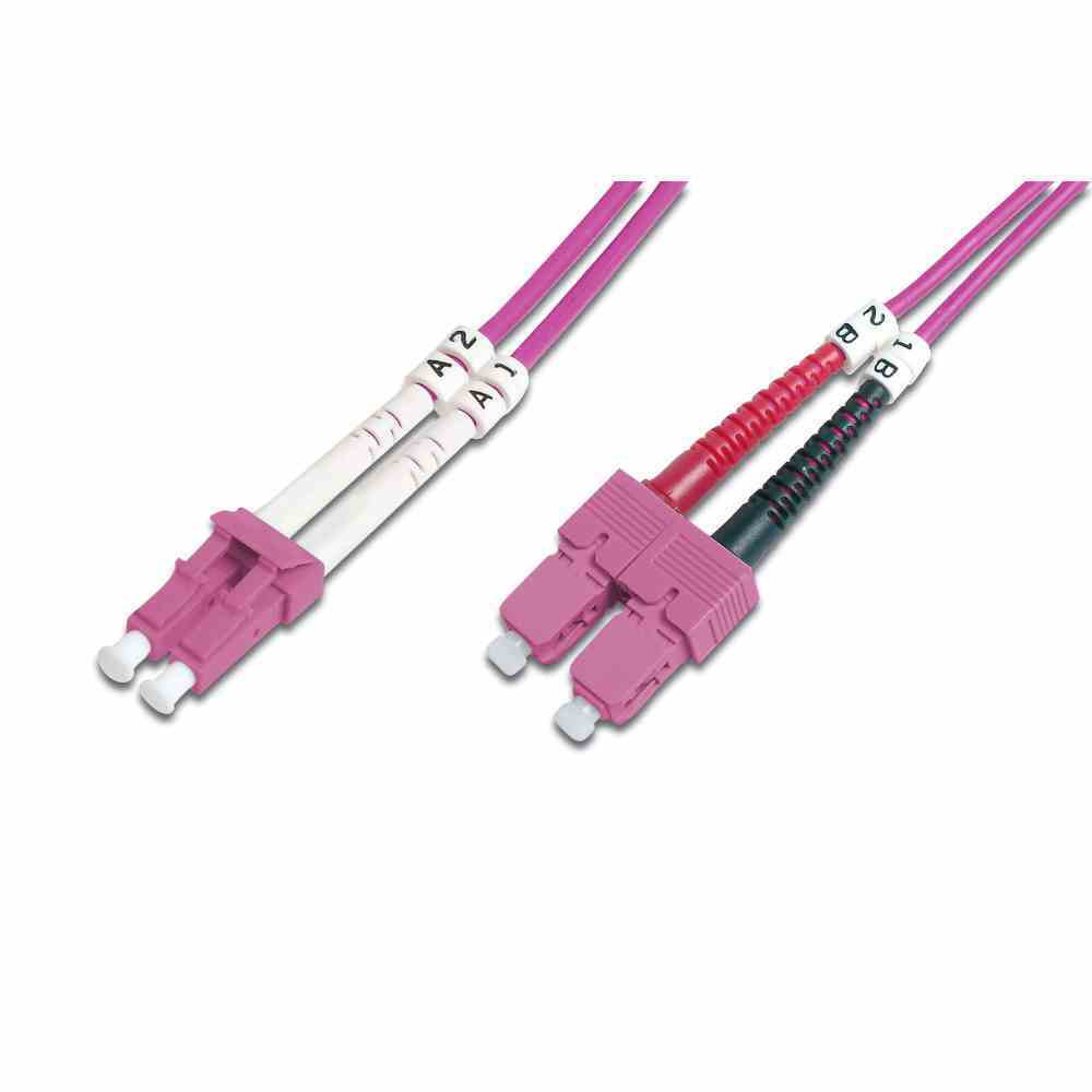 DIGITUS vezeloptische patchkabel LC-Duplex naar SC-Duplex OM4, 3,0 meter