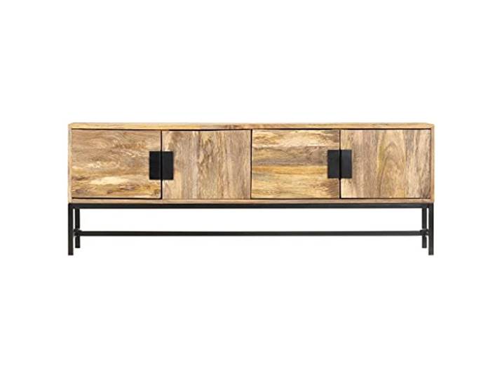 PUGYNBK TV-Schrank aus Massivholz, Griff 140 x 30 x 50 cm Geräumige Aufbewahrung, Stahlbeine, rustikaler Stil, einzigartige Maserung