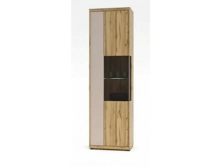 Livetastic Vitrine, Eiche, Kaschmir, Glas, 5 Fächer, 60x205x40 cm, Wohnzimmer, Wohnwände, Vitrinenschränke
