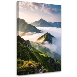 LEINWANDBILD Landschaft Aussicht Berge im Nebel 40x60cm