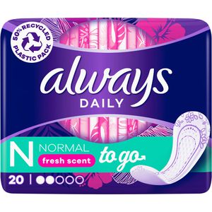 always Slipeinlagen Daily Normal To Go, normal, mit Frischeduft, 20 Stück
