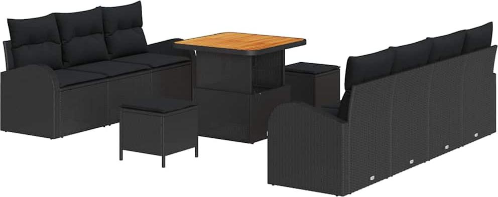 vidaXL Garten-Sofa-Set 10 stk. 9-Sitzanzahl Schwarz