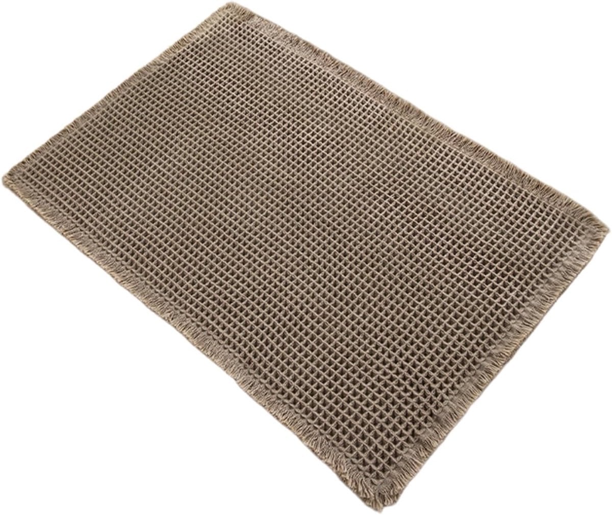 Bruine absorberende badmat voor in de badkamer, 43 x 61 cm